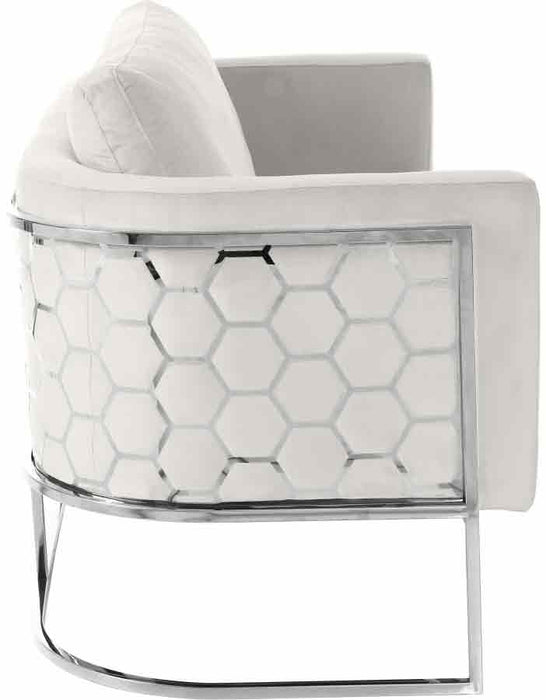 Meridian Furniture - Casa Velvet Sofa in Cream - 691Cream-S - GreatFurnitureDeal