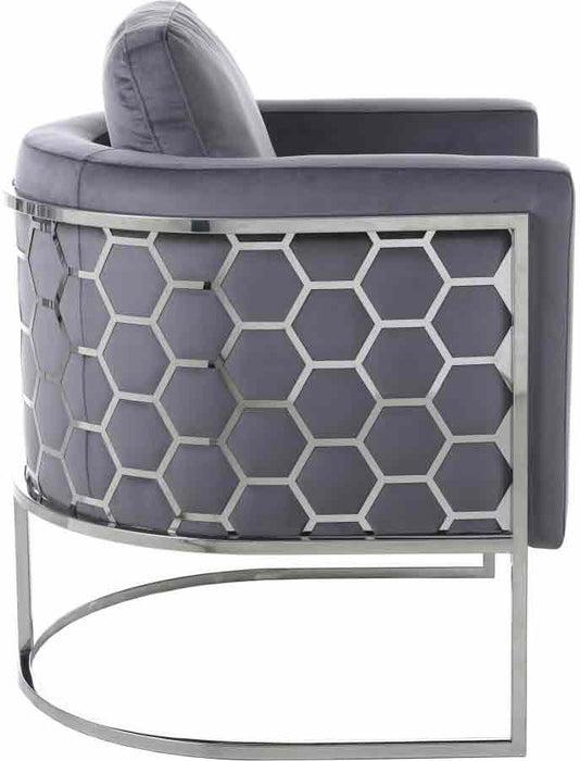 Meridian Furniture - Casa Velvet Chair in Grey - 691Grey-C - GreatFurnitureDeal