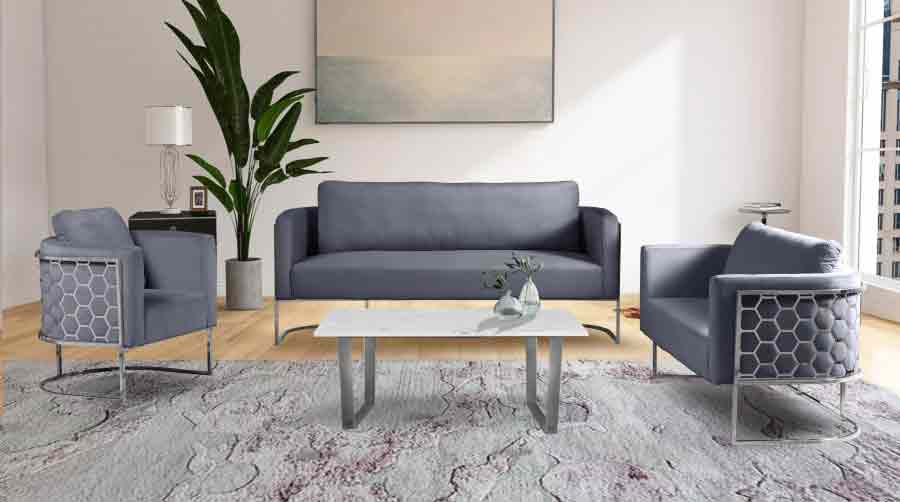 Meridian Furniture - Casa Velvet Chair in Grey - 691Grey-C - GreatFurnitureDeal