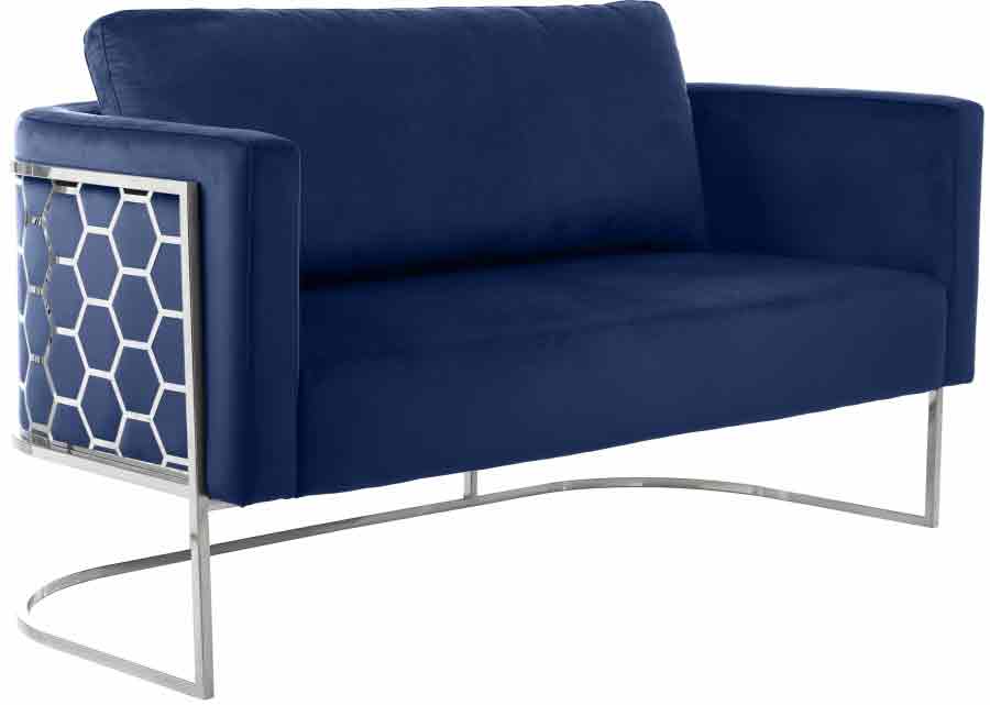 Meridian Furniture - Casa 3 Piece Living Room Set in Navy - 691Navy-S-3SET - GreatFurnitureDeal