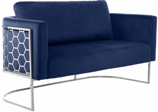 Meridian Furniture - Casa Velvet Loveseat in Navy - 691Navy-L - GreatFurnitureDeal