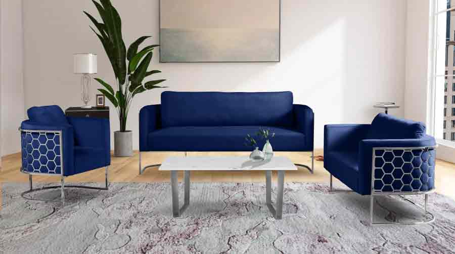 Meridian Furniture - Casa Velvet Sofa in Navy - 691Navy-S - GreatFurnitureDeal
