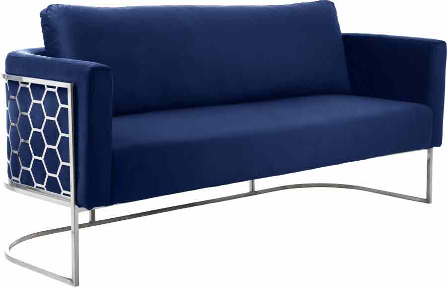 Meridian Furniture - Casa 3 Piece Living Room Set in Navy - 691Navy-S-3SET