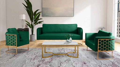 Meridian Furniture - Casa 3 Piece Living Room Set in Green - 692Green-S-3SET - GreatFurnitureDeal