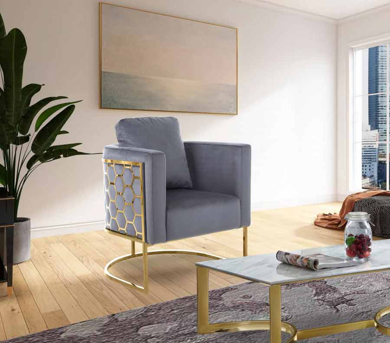 Meridian Furniture - Casa 3 Piece Living Room Set in Grey - 692Grey-S-3SET - GreatFurnitureDeal