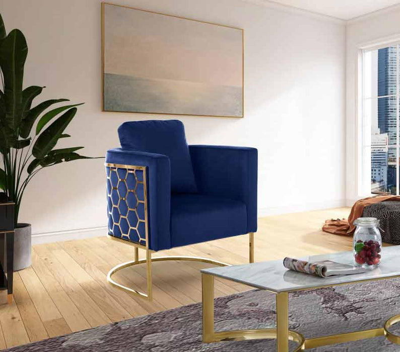 Meridian Furniture - Casa 3 Piece Living Room Set in Navy - 692Navy-S-3SET