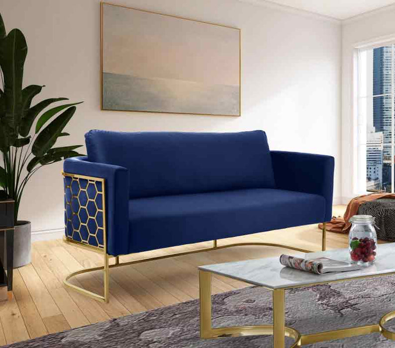 Meridian Furniture - Casa 3 Piece Living Room Set in Navy - 692Navy-S-3SET - GreatFurnitureDeal