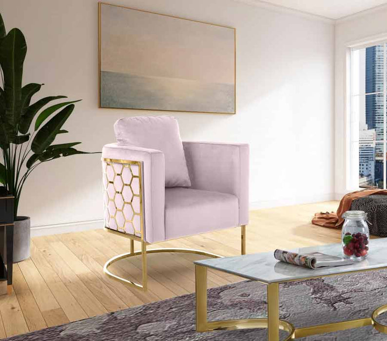 Meridian Furniture - Casa 3 Piece Living Room Set in Pink - 692Pink-S-3SET