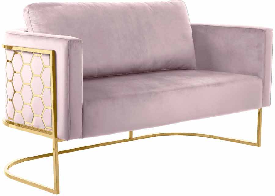 Meridian Furniture - Casa 3 Piece Living Room Set in Pink - 692Pink-S-3SET - GreatFurnitureDeal