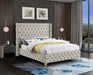 Meridian Furniture - Savan Velvet Queen Bed in Cream - SavanCream-Q - GreatFurnitureDeal
