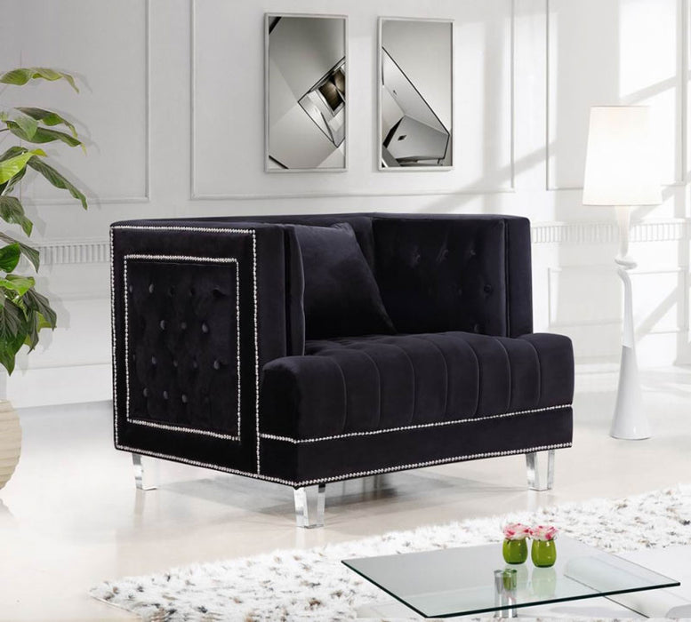 Meridian Furniture - Lucas 4 Piece Living Room Set in Black - 609BL-S-4SET - GreatFurnitureDeal