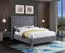 Meridian Furniture - Savan Velvet Queen Bed in Grey - SavanGrey-Q - GreatFurnitureDeal