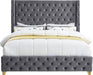 Meridian Furniture - Savan Velvet King Bed in Grey - SavanGrey-K - GreatFurnitureDeal