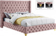 Meridian Furniture - Savan Velvet King Bed in Pink - SavanPink-K - GreatFurnitureDeal