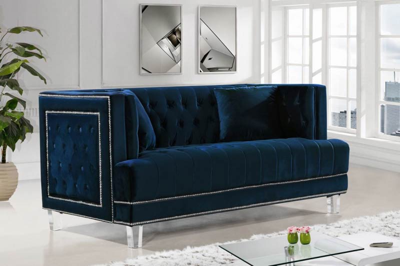 Meridian Furniture - Lucas 4 Piece Living Room Set in Navy - 609Navy-S-4SET - GreatFurnitureDeal