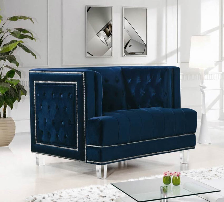 Meridian Furniture - Lucas 4 Piece Living Room Set in Navy - 609Navy-S-4SET - GreatFurnitureDeal