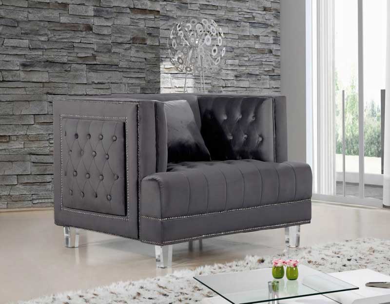 Meridian Furniture - Lucas 4 Piece Living Room Set in Grey - 609Grey-S-4SET - GreatFurnitureDeal