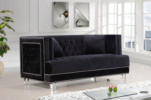 Meridian Furniture - Lucas Velvet Loveseat in Black - 609BL-L - GreatFurnitureDeal
