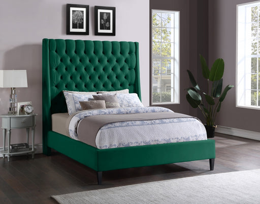 Meridian Furniture - Fritz Velvet King Bed in Green - FritzGreen-K - GreatFurnitureDeal