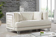 Meridian Furniture - Lucas Velvet Loveseat in Cream - 609Cream-L - GreatFurnitureDeal