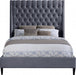 Meridian Furniture - Fritz Velvet Queen Bed in Grey - FritzGrey-Q - GreatFurnitureDeal