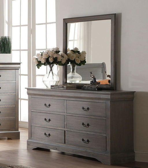 Acme Furniture - Louis Philippe III Dresser with Mirror in Antique Gray - 25504-05 - GreatFurnitureDeal