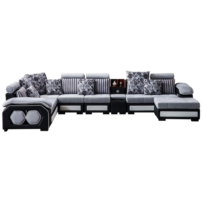 GFD Home - Large Modern Sectional Couch, Modular Sofa Set with Ottoman, Size: 156"L x 94"D x 28"H - GreatFurnitureDeal