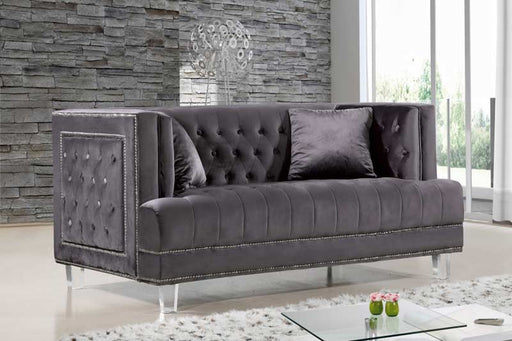 Meridian Furniture - Lucas Velvet Loveseat in Grey - 609Grey-L - GreatFurnitureDeal