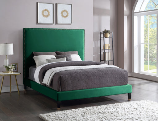Meridian Furniture - Harlie Velvet King Bed in Green - HarlieGreen-K - GreatFurnitureDeal