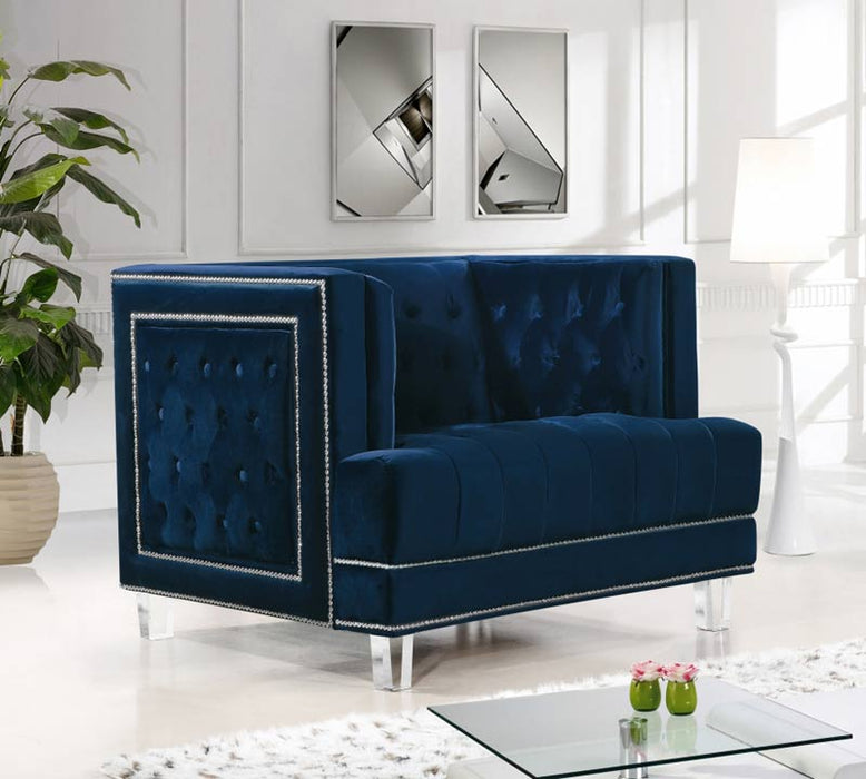 Meridian Furniture - Lucas Velvet Chair in Navy - 609Navy-C - GreatFurnitureDeal