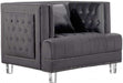 Meridian Furniture - Lucas Velvet Chair in Grey - 609Grey-C - GreatFurnitureDeal