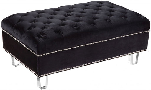 Meridian Furniture - Lucas Velvet Ottoman in Black - 609BL-Ott - GreatFurnitureDeal