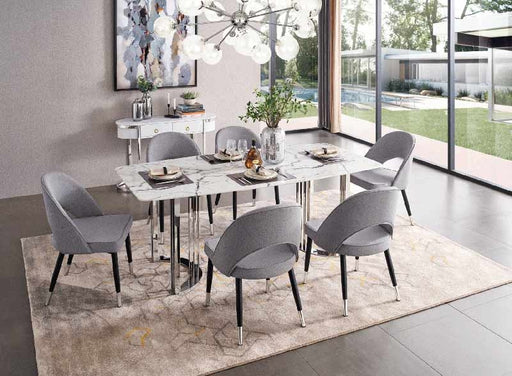 ESF Furniture - Extravaganza 5 Piece 131 Dining Table Set in Silver - 131D-5SET - GreatFurnitureDeal