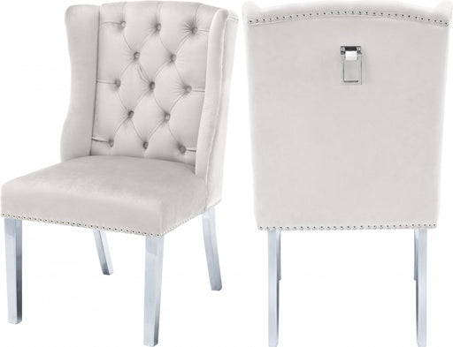 Meridian Furniture - Suri Velvet Dining Chair Set of 2 in Cream - 809Cream-C - GreatFurnitureDeal