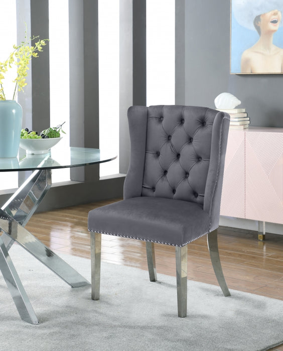Meridian Furniture - Suri Velvet Dining Chair Set of 2 in Grey - 809Grey-C - GreatFurnitureDeal