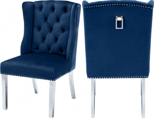 Meridian Furniture - Suri Velvet Dining Chair Set of 2 in Navy - 809Navy-C - GreatFurnitureDeal