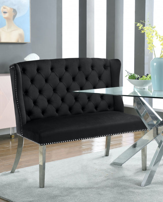 Meridian Furniture - Suri Velvet Settee Bench in Black - 810Black - GreatFurnitureDeal