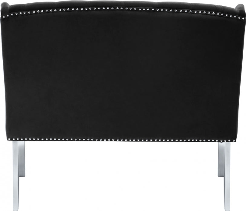 Meridian Furniture - Suri Velvet Settee Bench in Black - 810Black - GreatFurnitureDeal