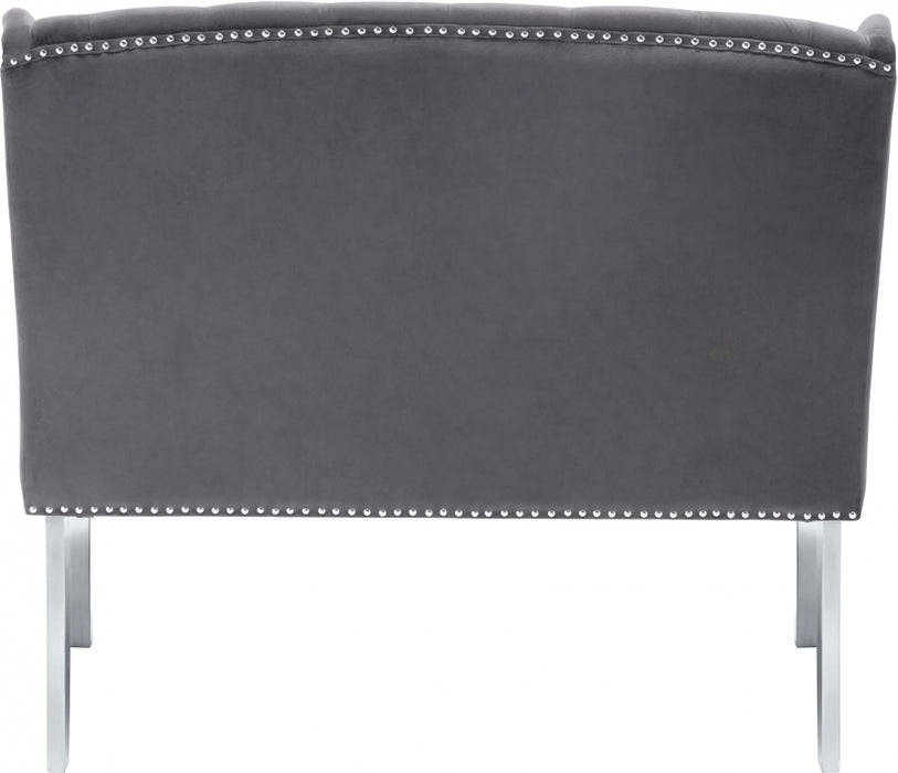 Meridian Furniture - Suri Velvet Settee Bench in Grey - 810Grey