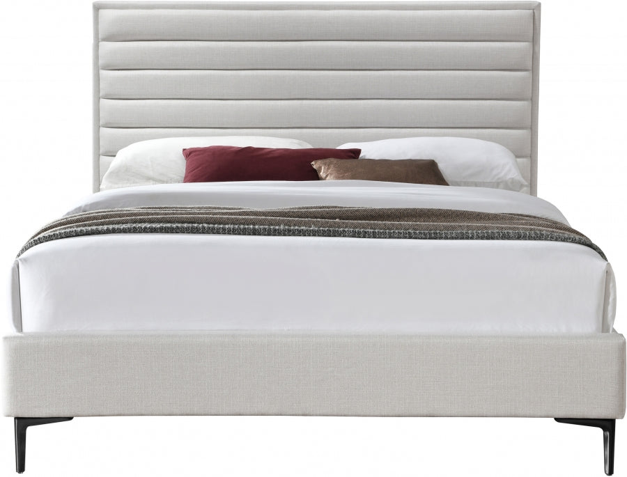 Meridian Furniture - Hunter King Linen Bed in Cream - HunterCream-K - GreatFurnitureDeal