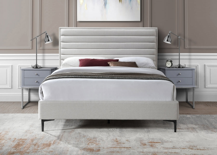 Meridian Furniture - Hunter Queen Linen Bed in Cream - HunterCream-Q - GreatFurnitureDeal