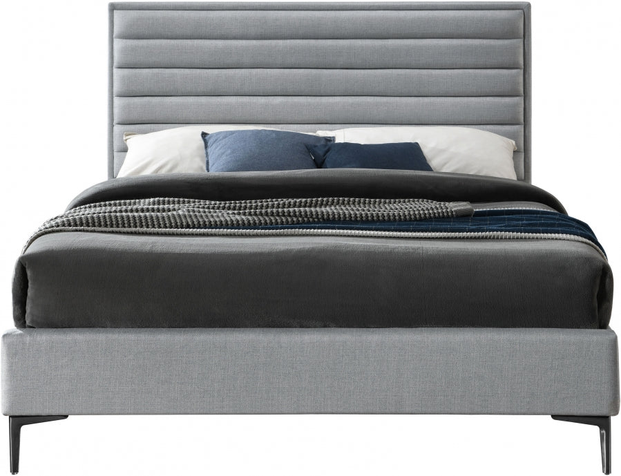 Meridian Furniture - Hunter King Linen Bed in Grey - HunterGrey-K - GreatFurnitureDeal