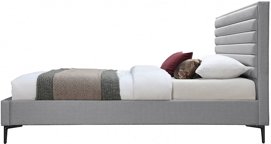 Meridian Furniture - Hunter King Linen Bed in Grey - HunterGrey-K - GreatFurnitureDeal