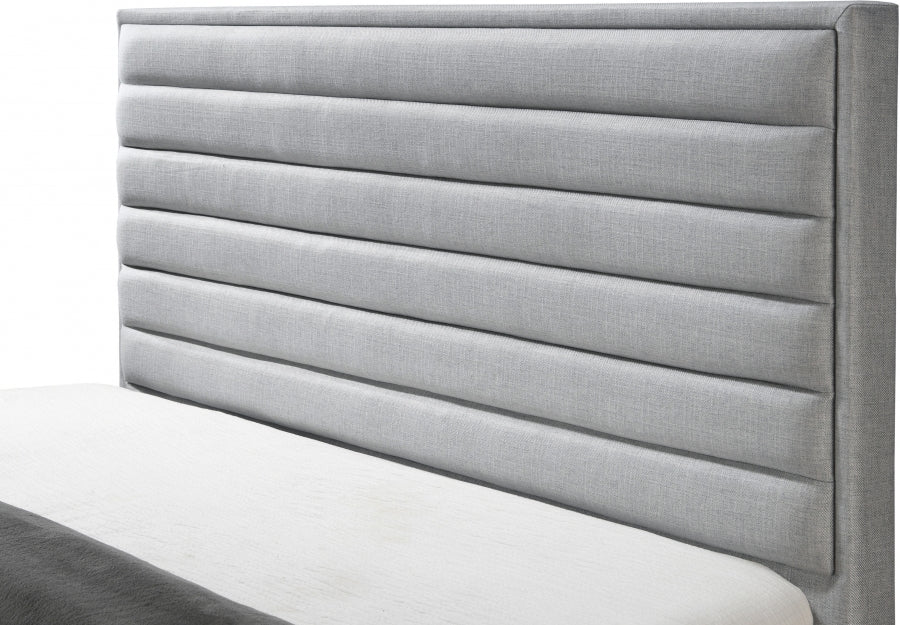 Meridian Furniture - Hunter King Linen Bed in Grey - HunterGrey-K - GreatFurnitureDeal