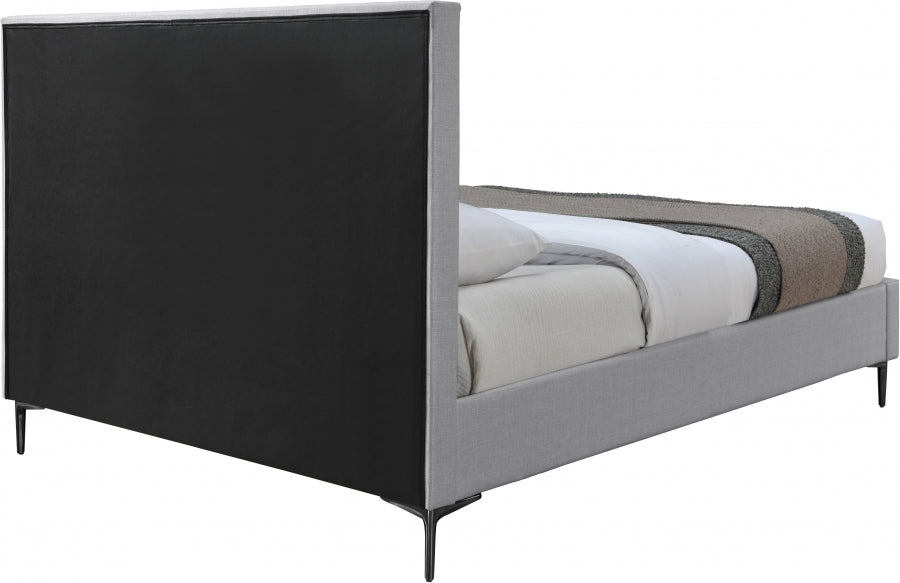 Meridian Furniture - Hunter King Linen Bed in Grey - HunterGrey-K - GreatFurnitureDeal