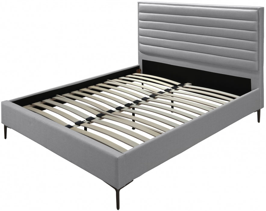 Meridian Furniture - Hunter King Linen Bed in Grey - HunterGrey-K - GreatFurnitureDeal