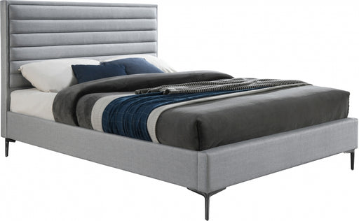 Meridian Furniture - Hunter Queen Linen Bed in Grey - HunterGrey-Q - GreatFurnitureDeal