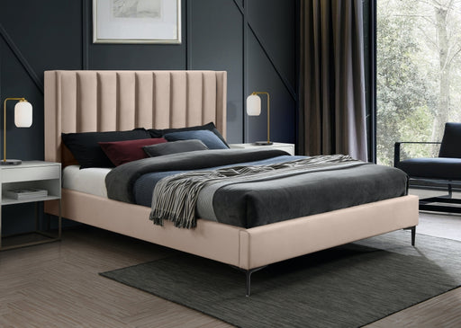 Meridian Furniture - Nadia Velvet King Bed in Pink - NadiaPink-K - GreatFurnitureDeal