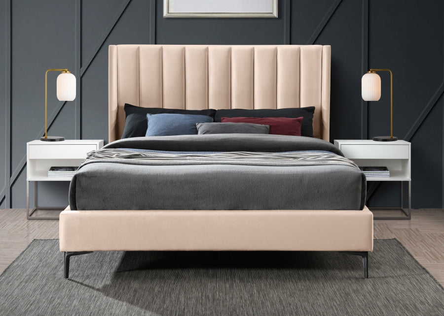 Meridian Furniture - Nadia Velvet Queen Bed in Pink - NadiaPink-Q - GreatFurnitureDeal