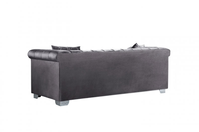 Meridian Furniture - Kayla 3 Piece Living Room Set in Grey - 615Grey-S-3SET - GreatFurnitureDeal